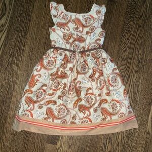 Janie and Jack Paisley Dress - Cream and Orange
